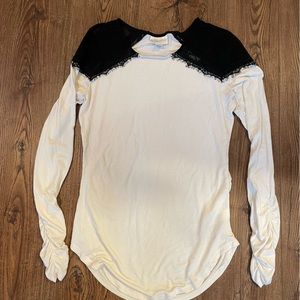 Eyelash lace shoulder shirt